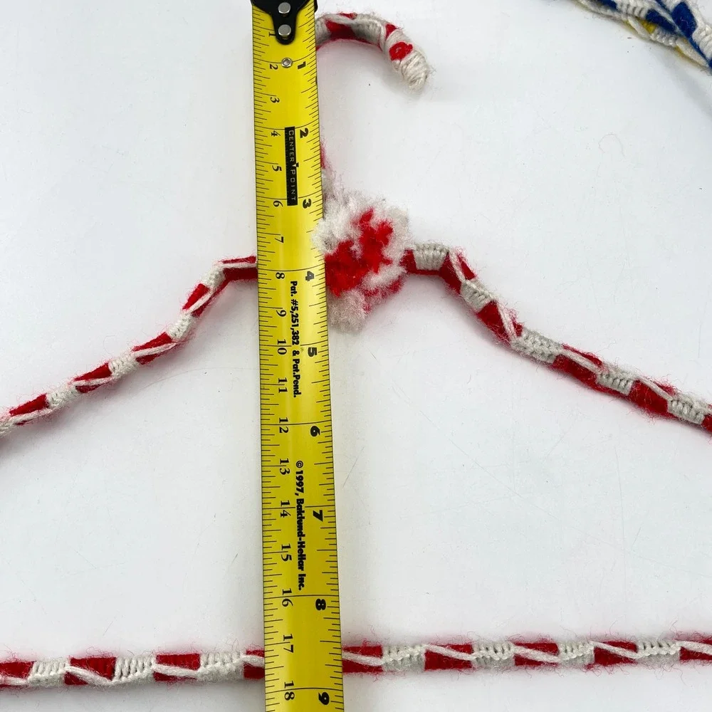Vtg Crochet Yarn Covered Hangers Pom PomsSturdy Double Wire Anti Slip Boho (a)